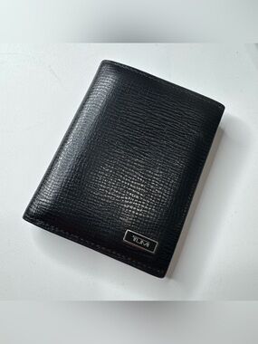 Tumi Black Textured Leather Bi-Fold Wallet